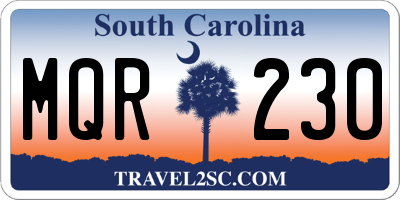 SC license plate MQR230