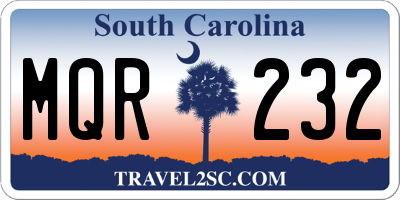 SC license plate MQR232