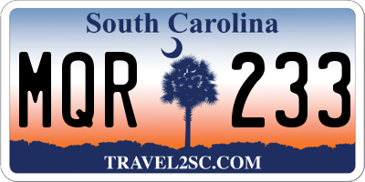 SC license plate MQR233