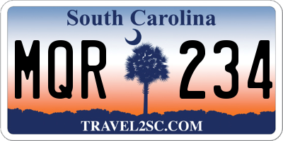 SC license plate MQR234