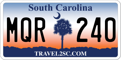 SC license plate MQR240