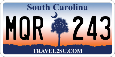 SC license plate MQR243