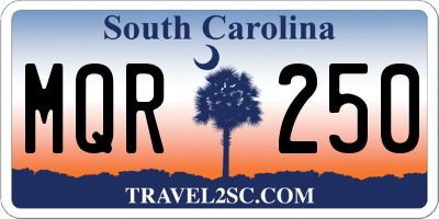 SC license plate MQR250