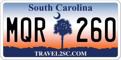 SC license plate MQR260