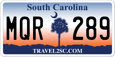 SC license plate MQR289