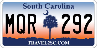 SC license plate MQR292