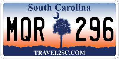 SC license plate MQR296