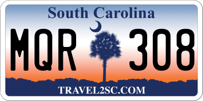 SC license plate MQR308