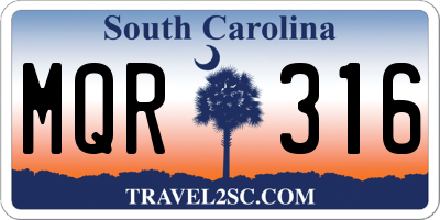 SC license plate MQR316
