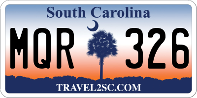 SC license plate MQR326