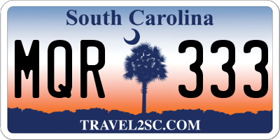 SC license plate MQR333