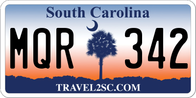 SC license plate MQR342
