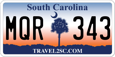 SC license plate MQR343