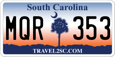 SC license plate MQR353