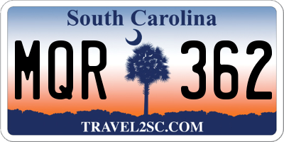 SC license plate MQR362