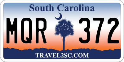 SC license plate MQR372