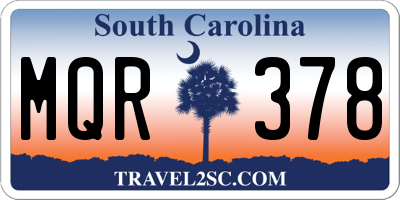 SC license plate MQR378