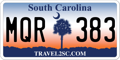 SC license plate MQR383
