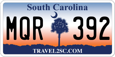 SC license plate MQR392