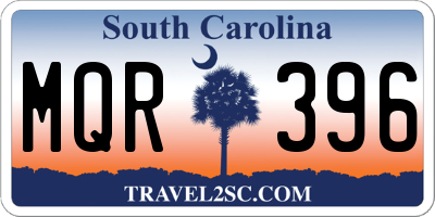 SC license plate MQR396
