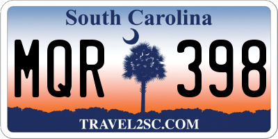 SC license plate MQR398