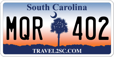 SC license plate MQR402