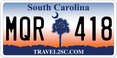 SC license plate MQR418