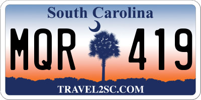 SC license plate MQR419