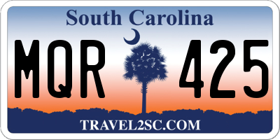 SC license plate MQR425