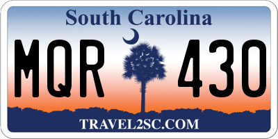 SC license plate MQR430