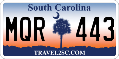 SC license plate MQR443