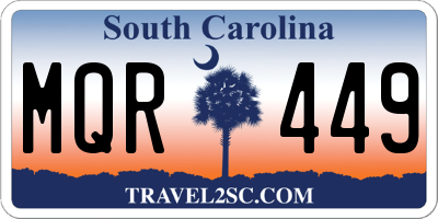 SC license plate MQR449