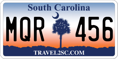 SC license plate MQR456