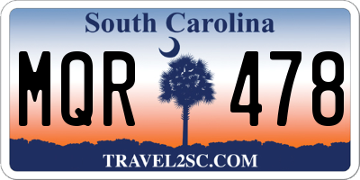 SC license plate MQR478