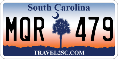 SC license plate MQR479