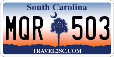 SC license plate MQR503