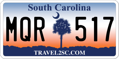 SC license plate MQR517