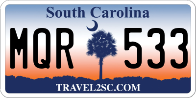 SC license plate MQR533