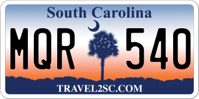 SC license plate MQR540