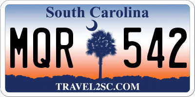 SC license plate MQR542