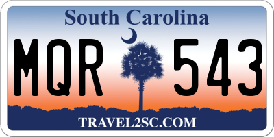 SC license plate MQR543