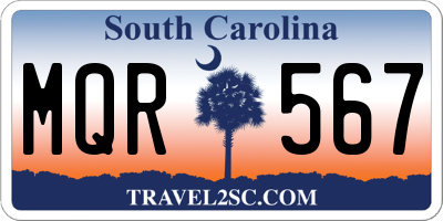 SC license plate MQR567