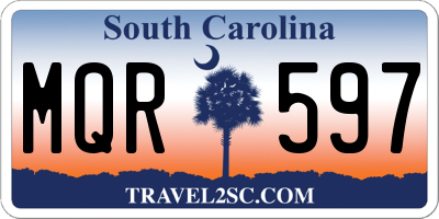 SC license plate MQR597