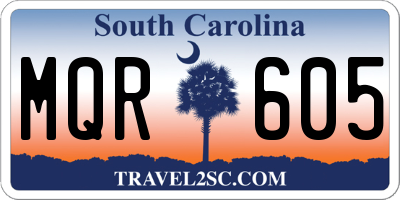SC license plate MQR605