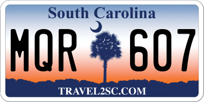 SC license plate MQR607