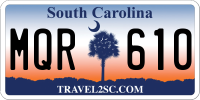 SC license plate MQR610