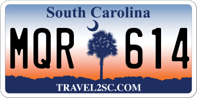 SC license plate MQR614