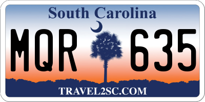 SC license plate MQR635