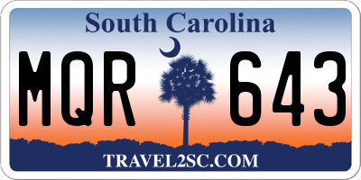 SC license plate MQR643