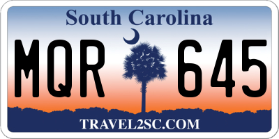 SC license plate MQR645